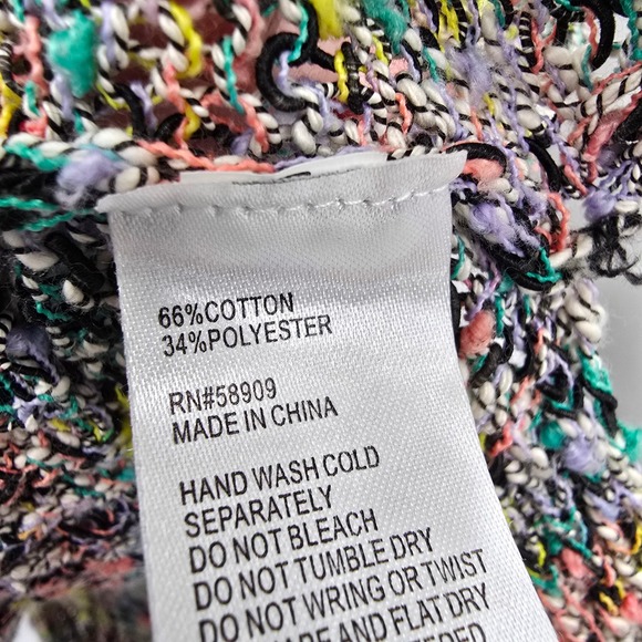 Gianni Bini Multicolor Knit Sweater V-Neck Cutout Back Long Sleeve Women's Small - Picture 9 of 12